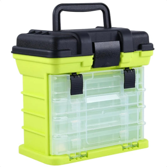 Fishing Tackle Box 4 Layers Portable Fishing Accessory Case with Handle for Sea Boat Fishing