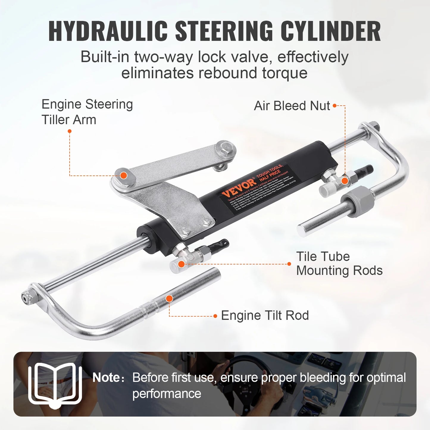 SucceBuy 90HP Hydraulic Outboard Steering Kit For Boats