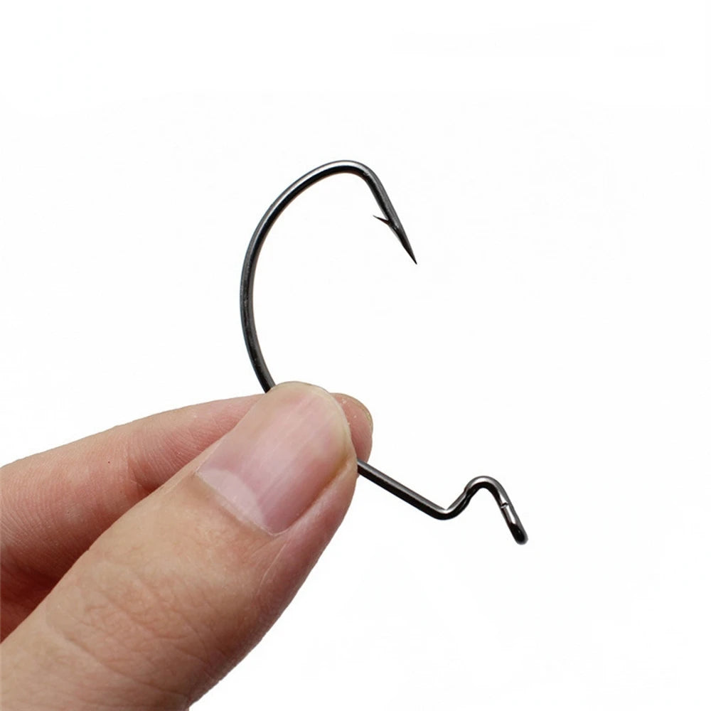 Twenty Pieces High Carbon Steel Offset Hooks For Fishing