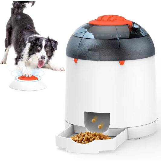 Dog Puzzle Feeder Toy Interactive IQ Training Electronic Dog Toys Automatic Rechargeable Treat Dispenser Push Remote for All Breeds 280ml Capacity