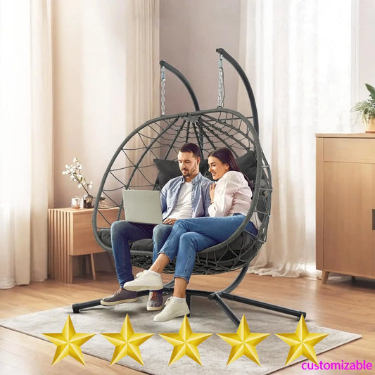 XMSJ 2 Person Double Egg Swing Chair With Stand