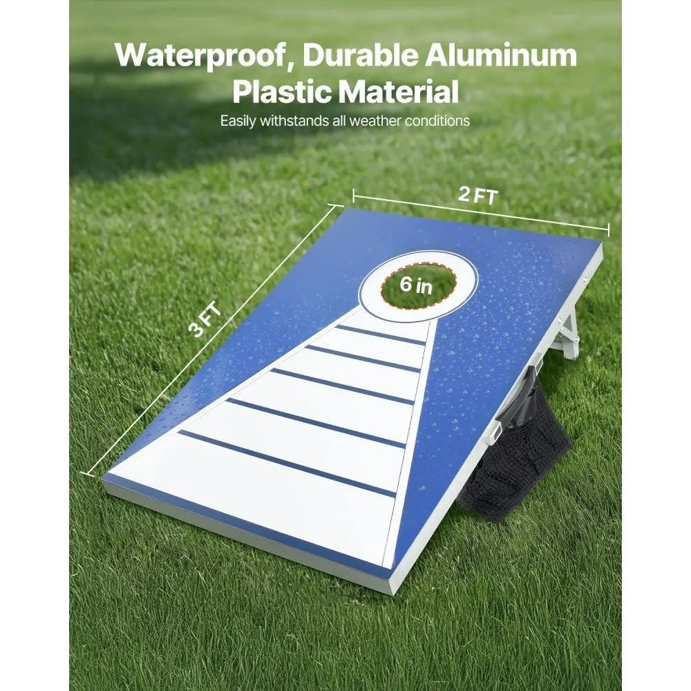 Portable Cornhole Game Set 3x2ft Aluminum Toss Boards with 8 Durable Bean Bags for Outdoor Fun with Family and Friends
