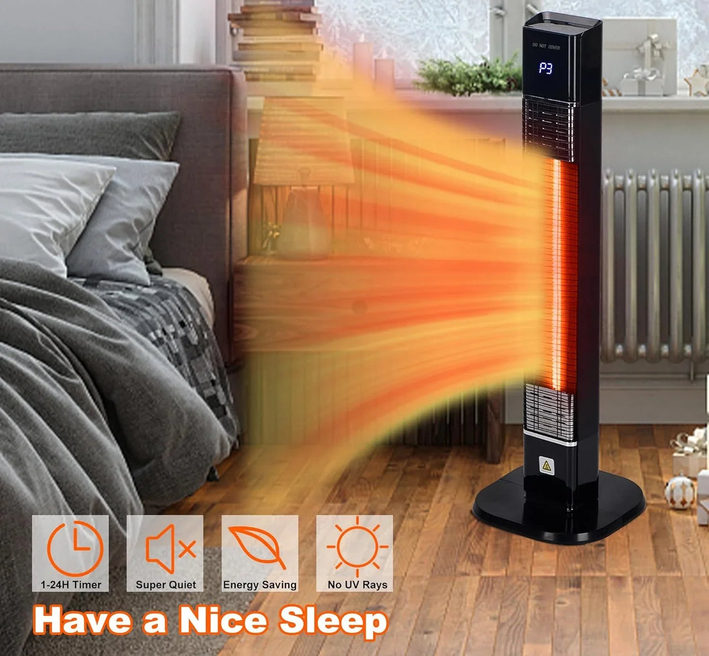 Indoor Outdoor Patio Heater 1500W Infrared Tower With Remote