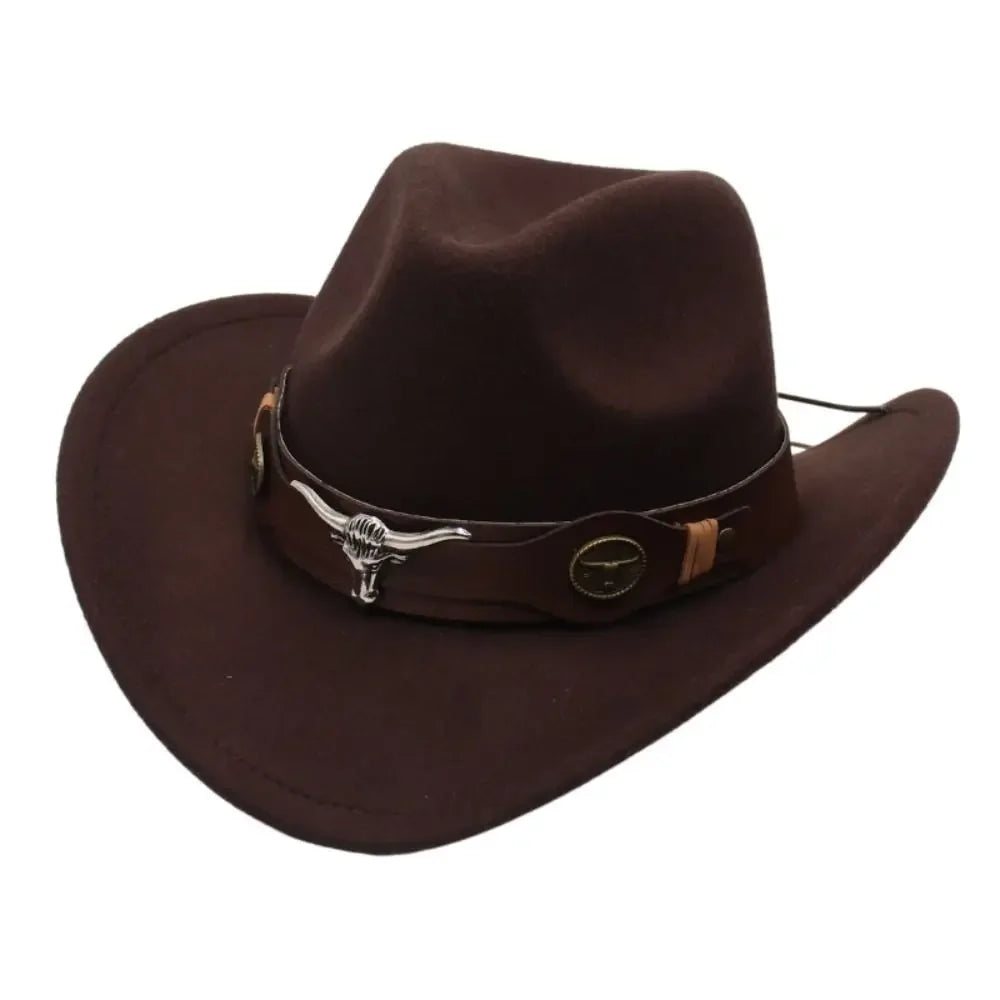 CN Felt Western Cowboy Hat Tibetan Style Top Hat Accessory