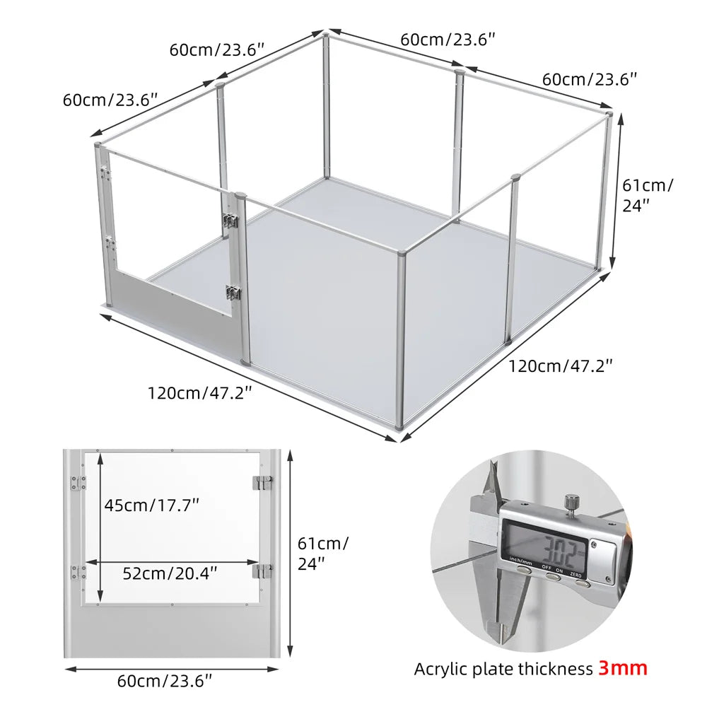 Extra Large Dog Playpen Acrylic Enclosure Waterproof Pad