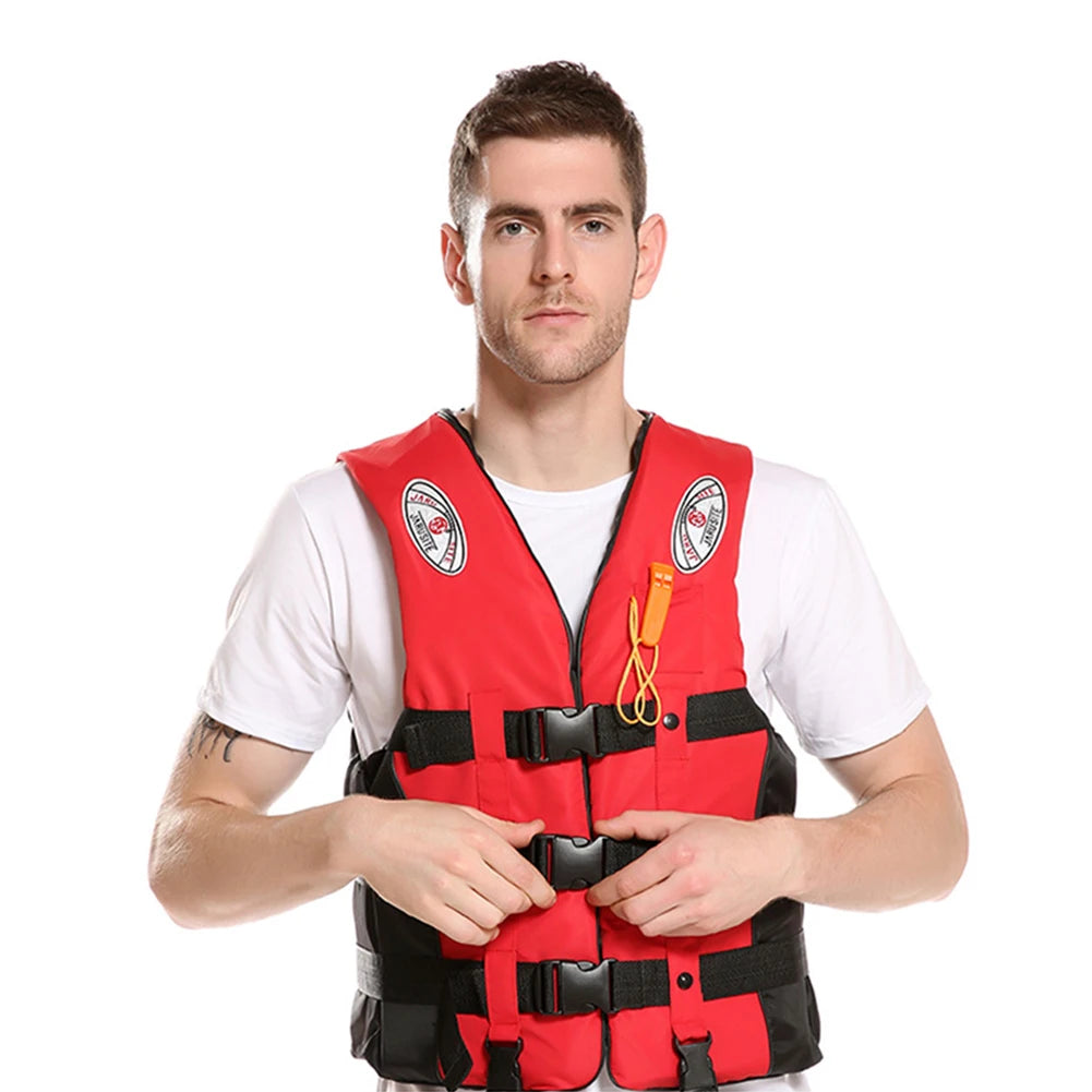 Red Life Vest For Kids And Adults Buoyancy Water Sports