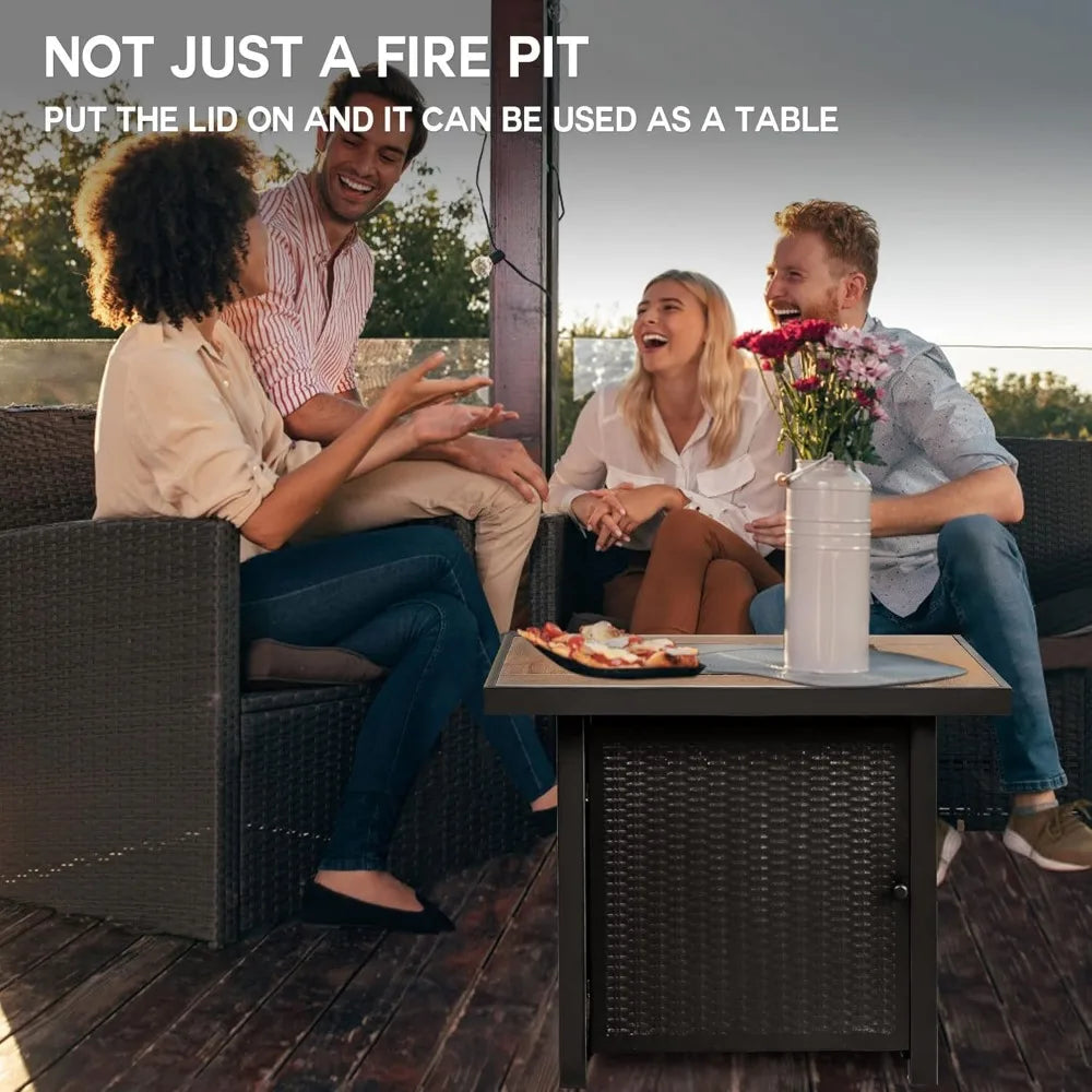 50000 BTU Propane Fire Pit Table Outdoor 30 Inch Square Fire Pit for Backyard and Patio