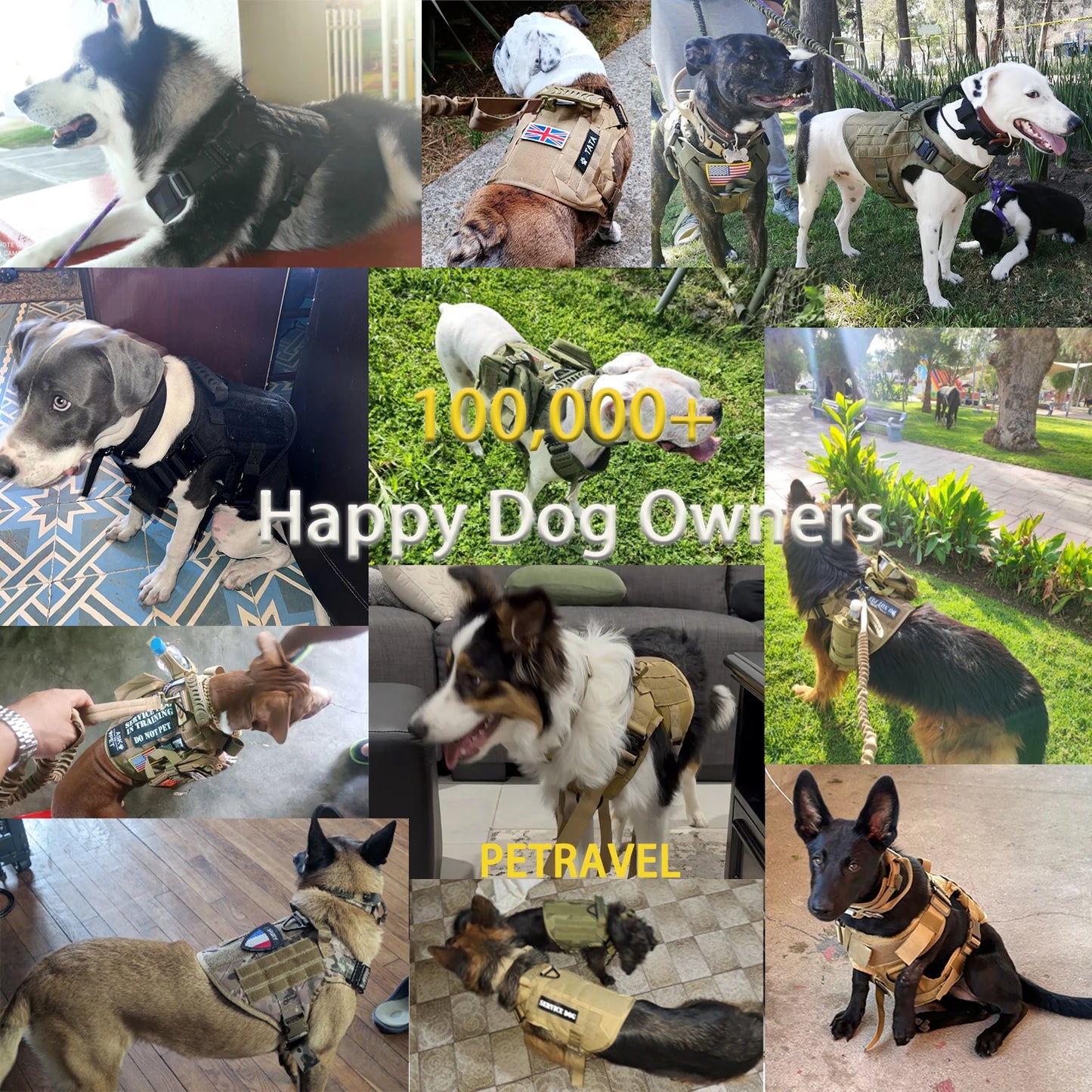 PETRAVELCN Tactical Dog Harness Vest With Molle Pouches