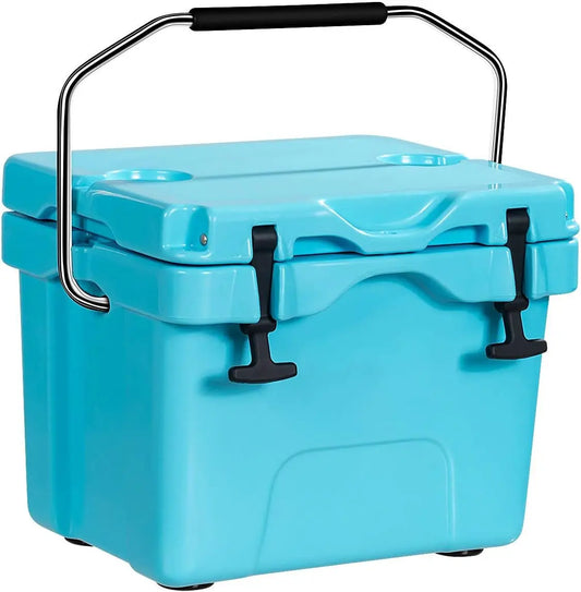 16 Quart Cooler 24 Can Ice Chest With Cup Holders Camping