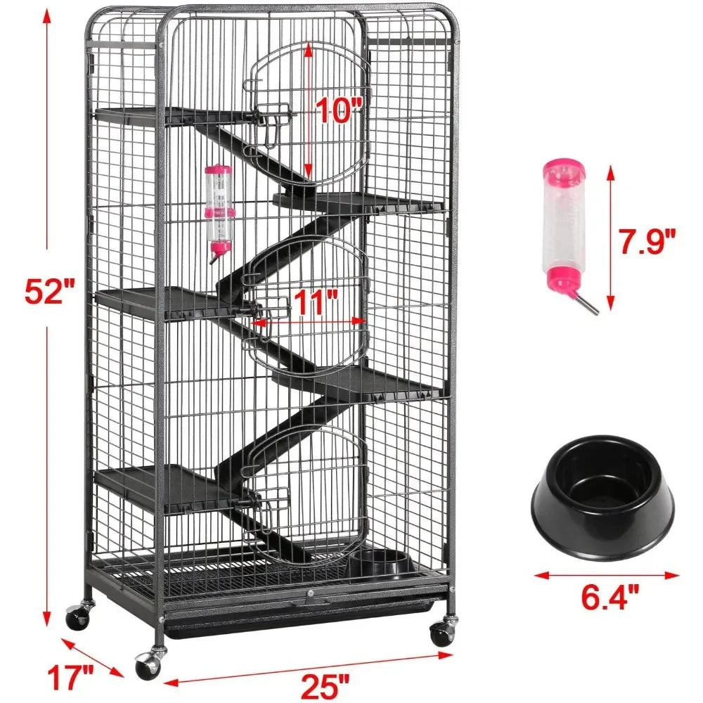 52 Inch Ferret Cage 6 Level Metal Cage With Front Doors
