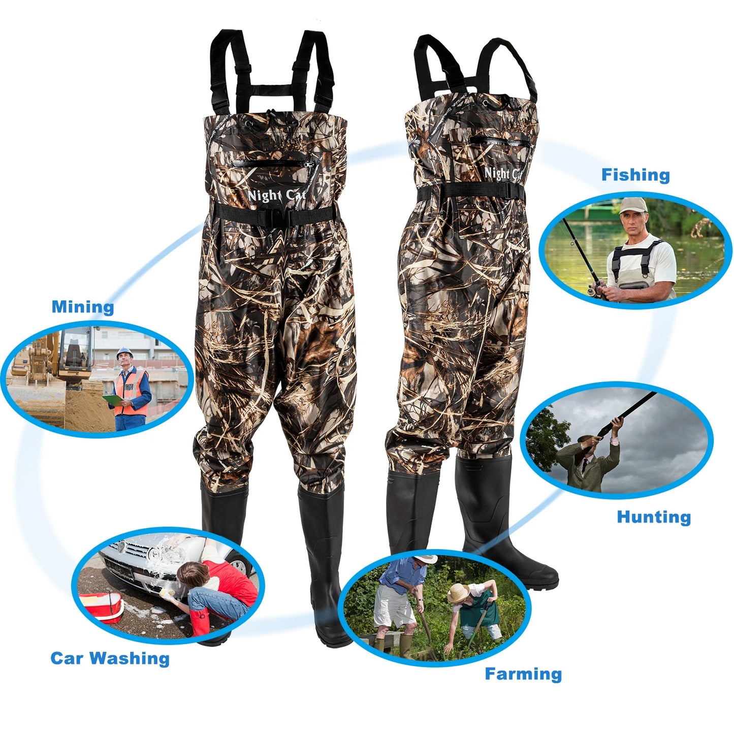 Waterproof Chest Waders With Boots For Fishing Nylon PVC