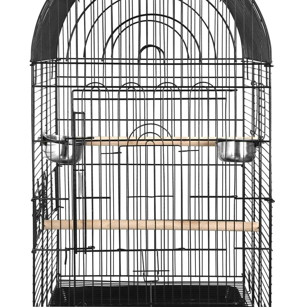 Rolling Dome Cage Open Top Quaker Parrot Metal Frame Stand