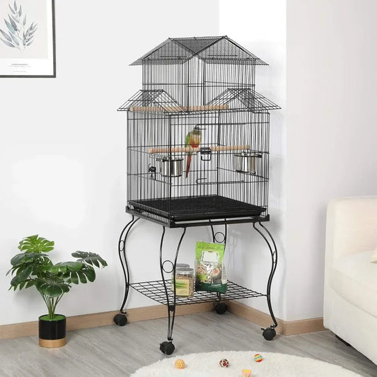 55 Inch Rolling Parrot Cage With Removable Stand Cockatiels