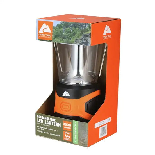 Ozark Trail 3000 Lumen Rechargeable LED Lantern Bright Portable Long Lasting Camping Light