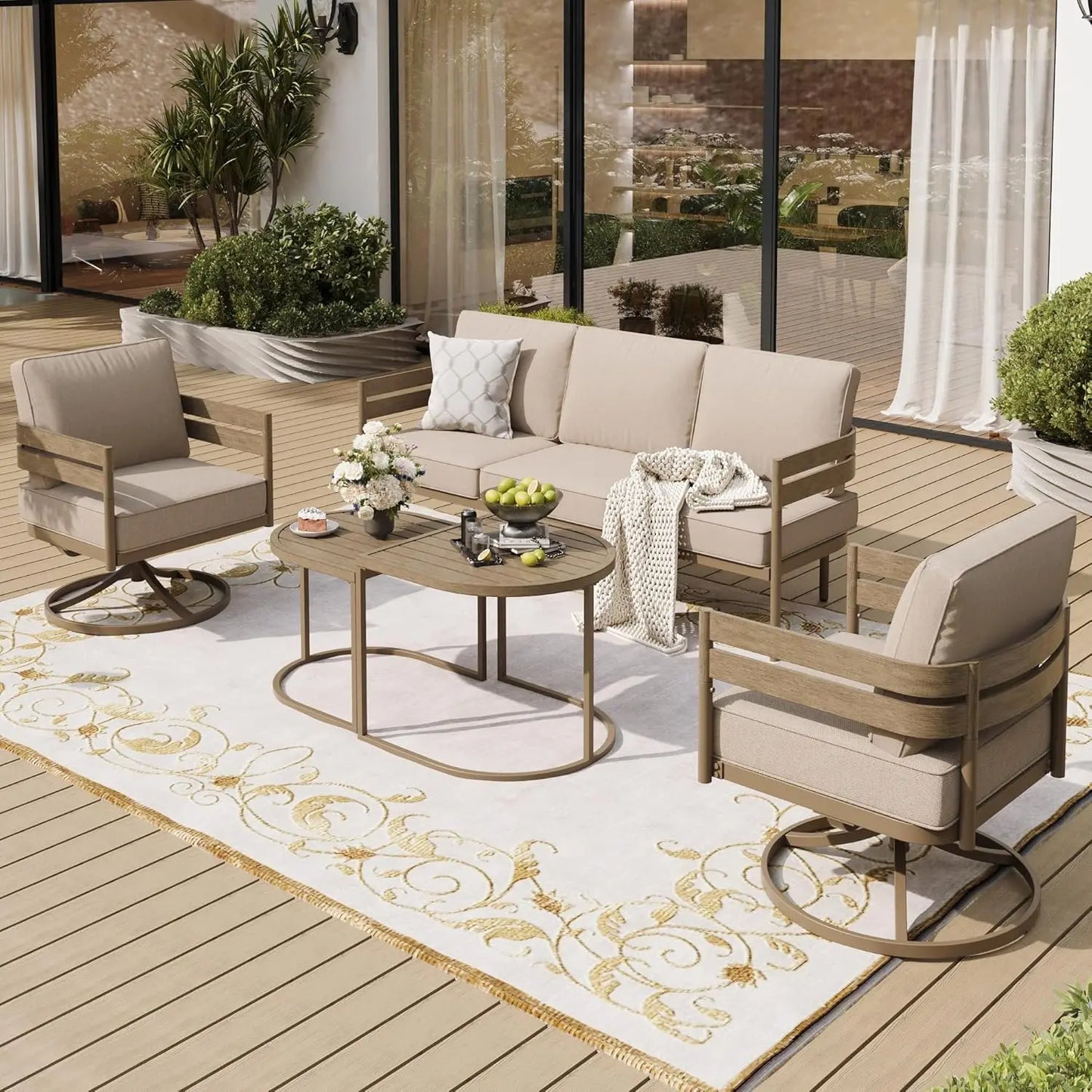 Metal Frame Patio Furniture Set Cushioned Outdoor Seating