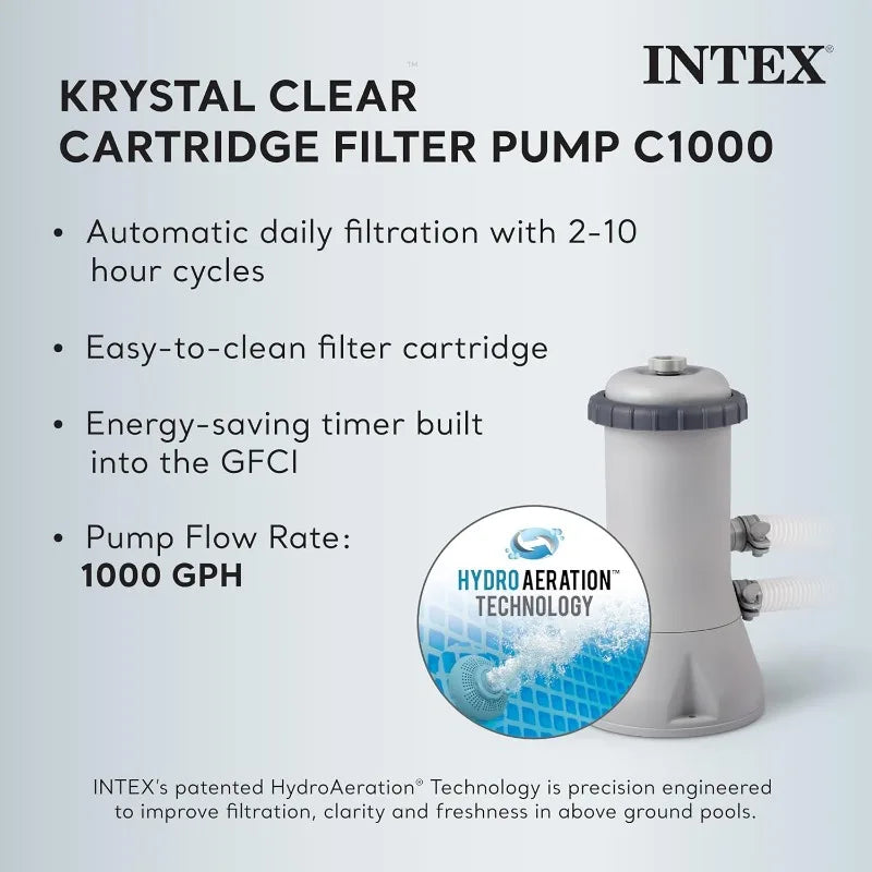 Intex Prism Frame Above Ground Pool Set 15Ft 42In Pump