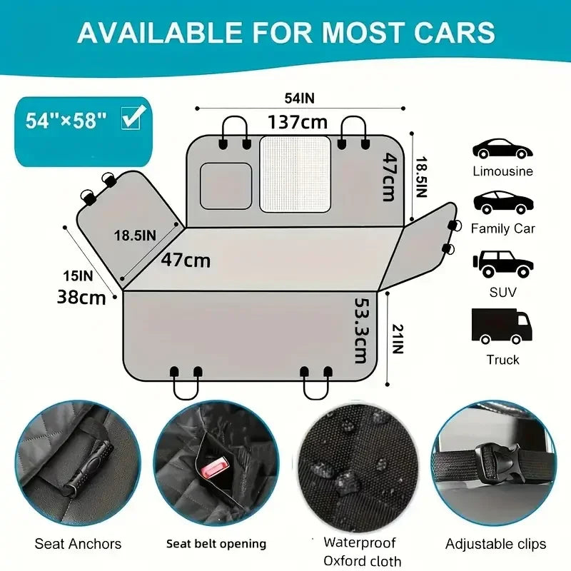 Dog Car Seat Cover for Pets Waterproof Scratch Proof Nonslip Durable Soft Back Seat Cover for Cars and Trucks