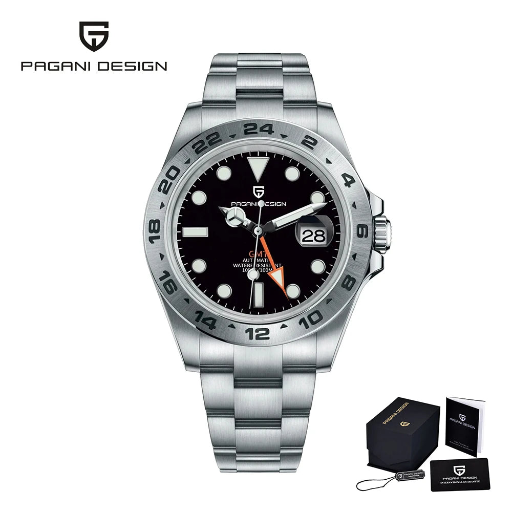PAGANI Design GMT Automatic Watch Stainless Steel Sapphire Crystal