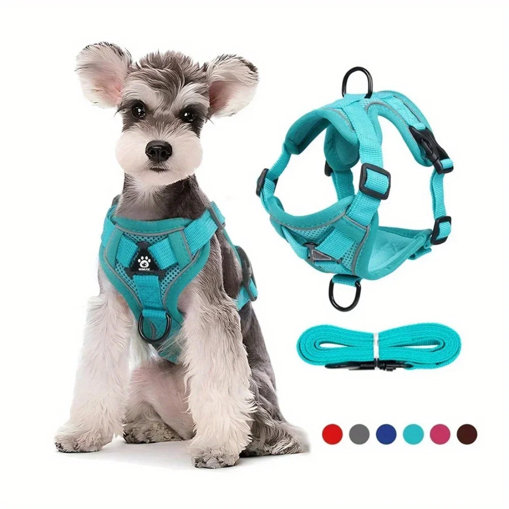 NONECN No Pull Adjustable Dog Harness And Leash Set Reflective