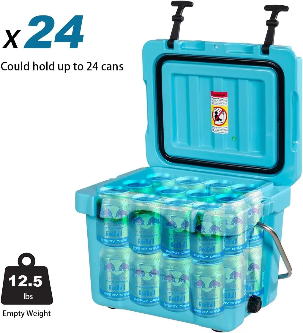 16 Quart Cooler 24 Can Ice Chest With Cup Holders Camping