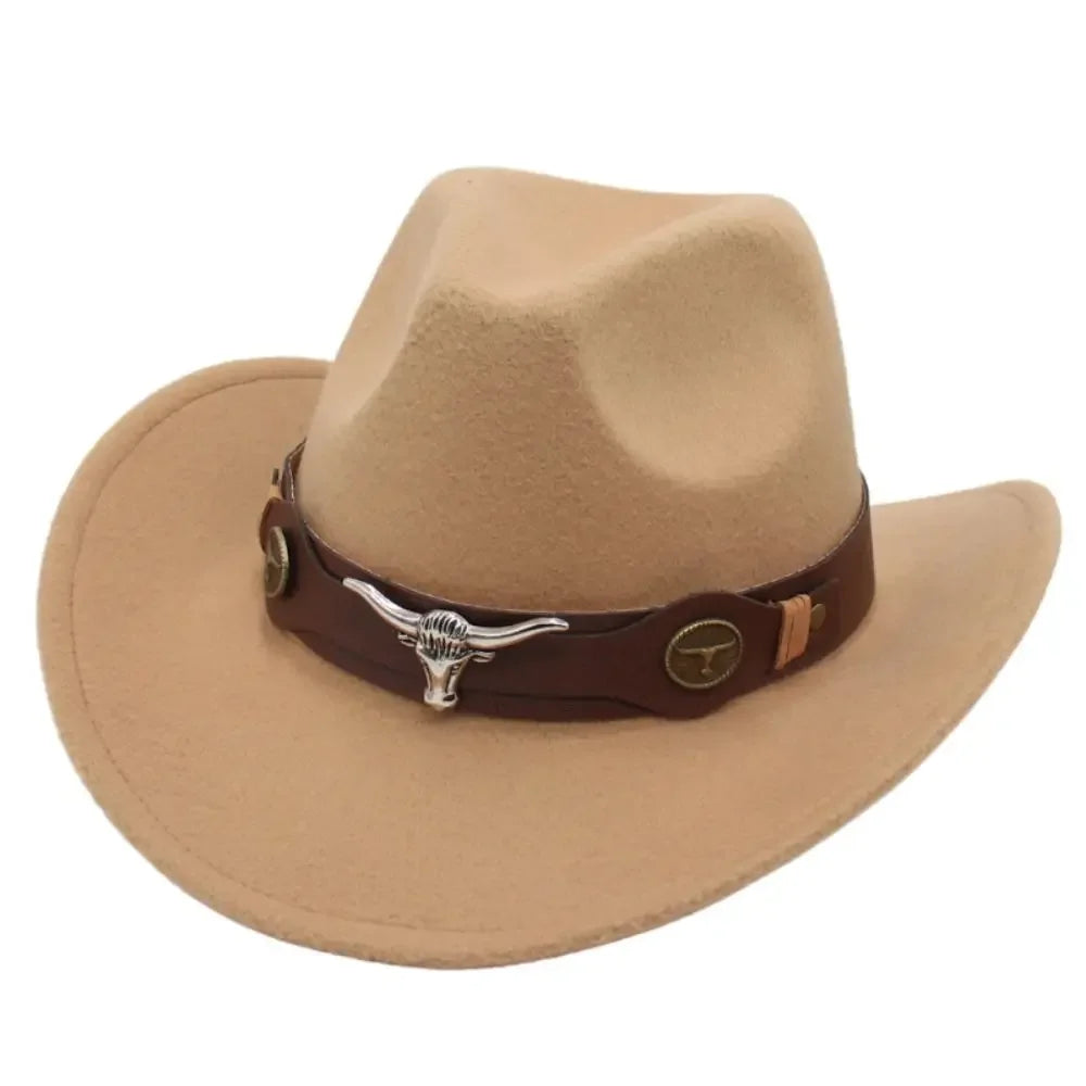 CN Felt Western Cowboy Hat Tibetan Style Top Hat Accessory