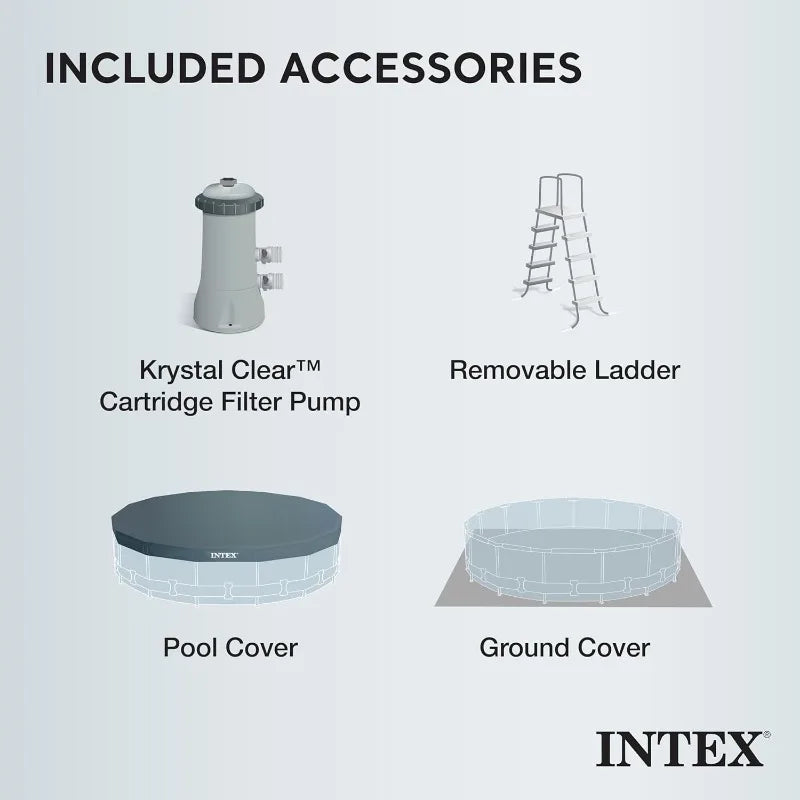 Intex Prism Frame Above Ground Pool Set 15Ft 42In Pump