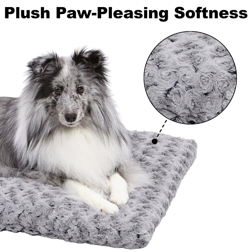 Plush Dog Cat Bed Non Skid 24 Inch Gray Machine Washable