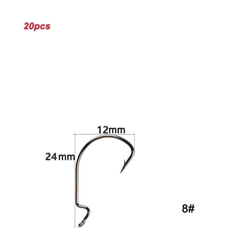Twenty Pieces High Carbon Steel Offset Hooks For Fishing