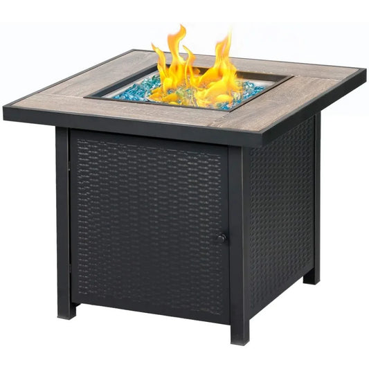 50000 BTU Propane Fire Pit Table Outdoor 30 Inch Square Fire Pit for Backyard and Patio