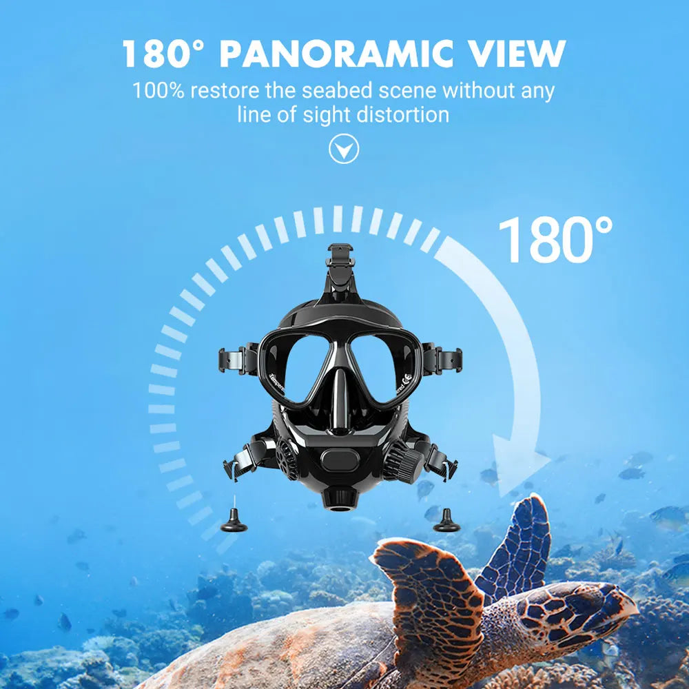 Full Face Dive Mask 180 Panoramic View Camera Mount
