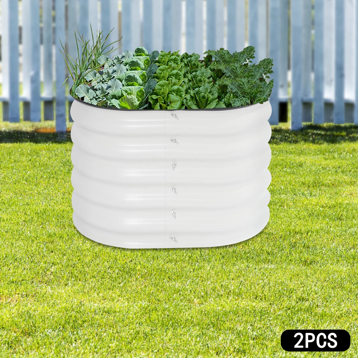 Two Sets Round Flower Pots Garden Metal Planters 60cm