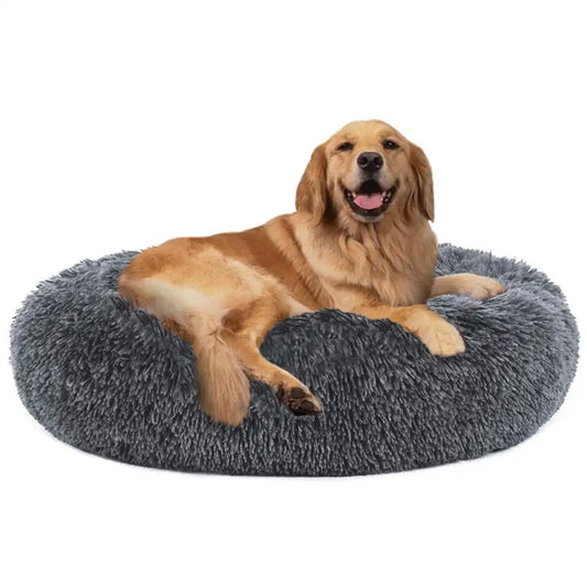 Calming Donut Dog Bed Self Warming Cozy Plush Round Bed