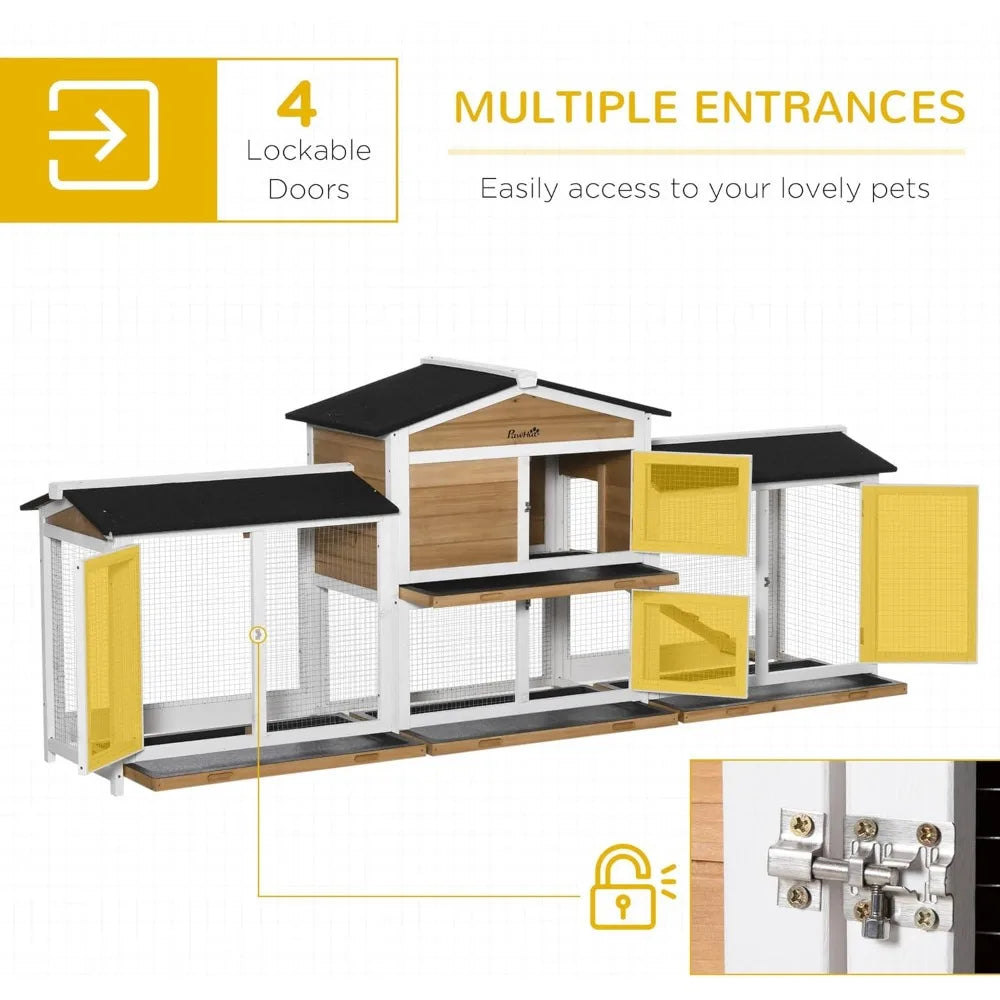 Wooden Rabbit Hutch With Double Side Run Boxes Ramp Playpen