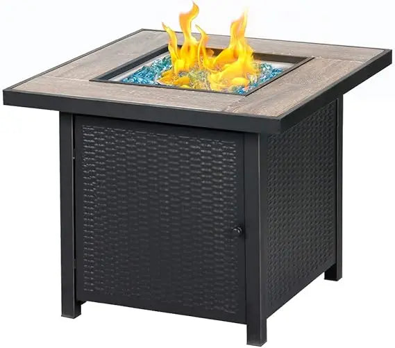 50000 BTU Propane Fire Pit Table Outdoor 30 Inch Square Fire Pit for Backyard and Patio