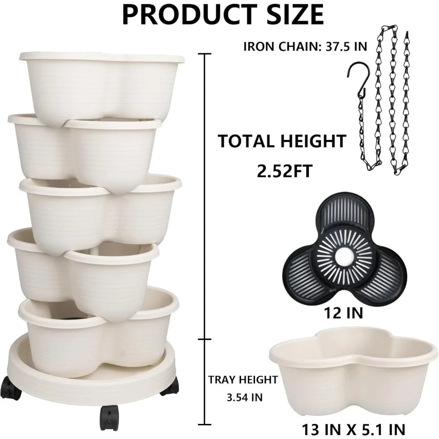 Strawberry Planter 5 Tier Stackable Garden Tower Vegetables