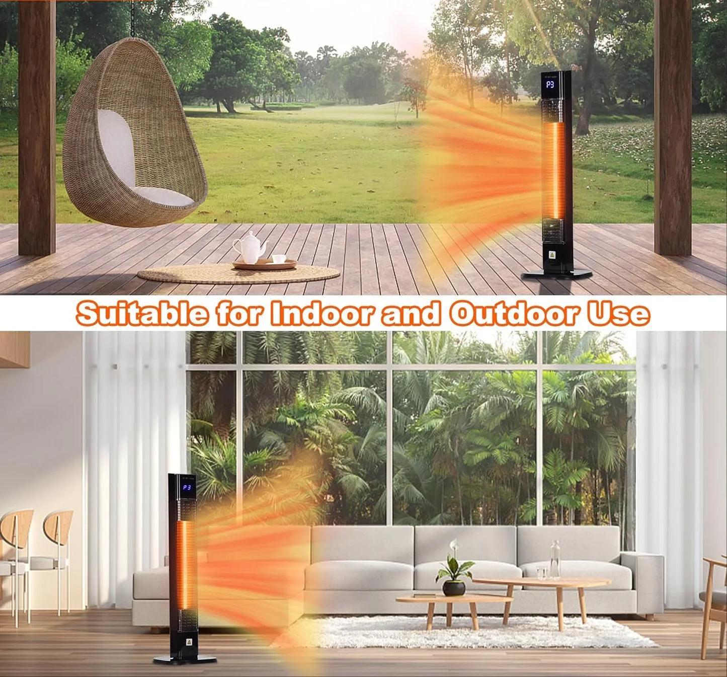 Indoor Outdoor Patio Heater 1500W Infrared Tower With Remote