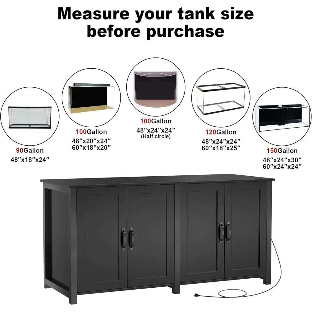 Sturdy 60x24 Fish Tank Stand For 100 120 150 Gallon Aquariums