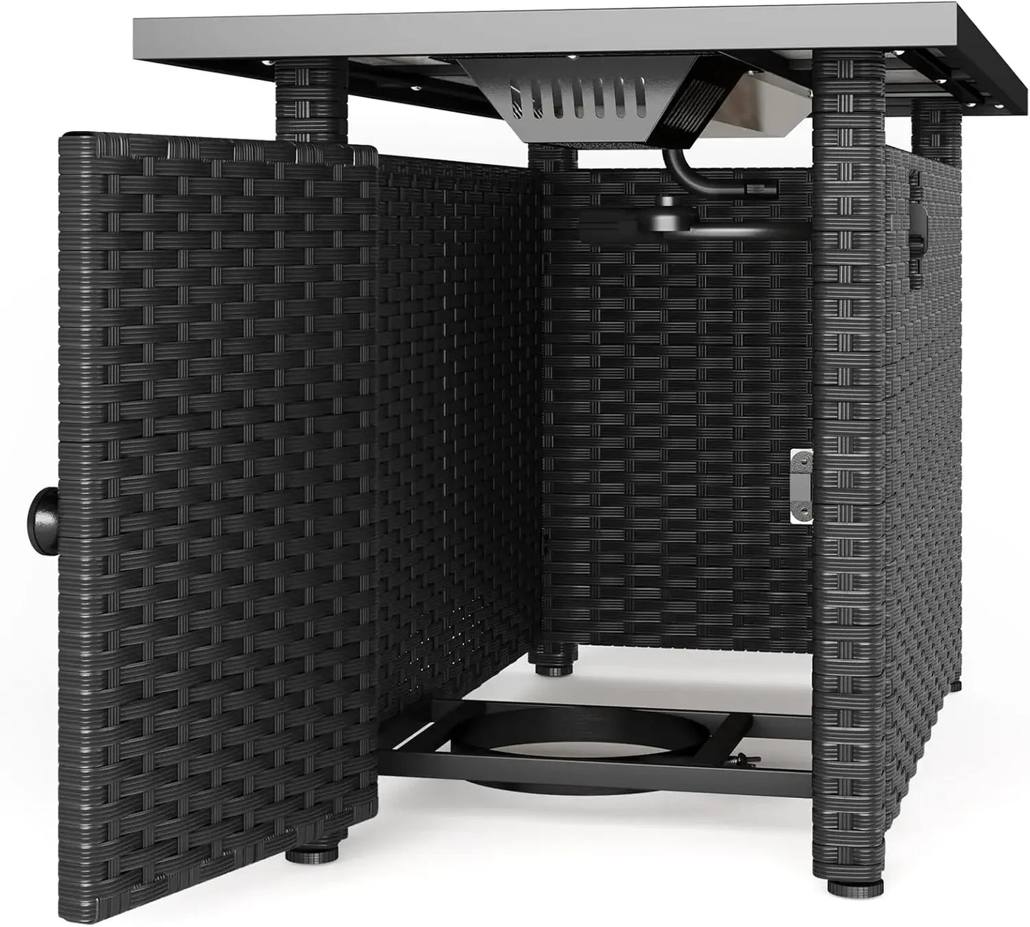 Propane Fire Pit Table With Glass Rocks And Waterproof Cover For Outdoor Patio