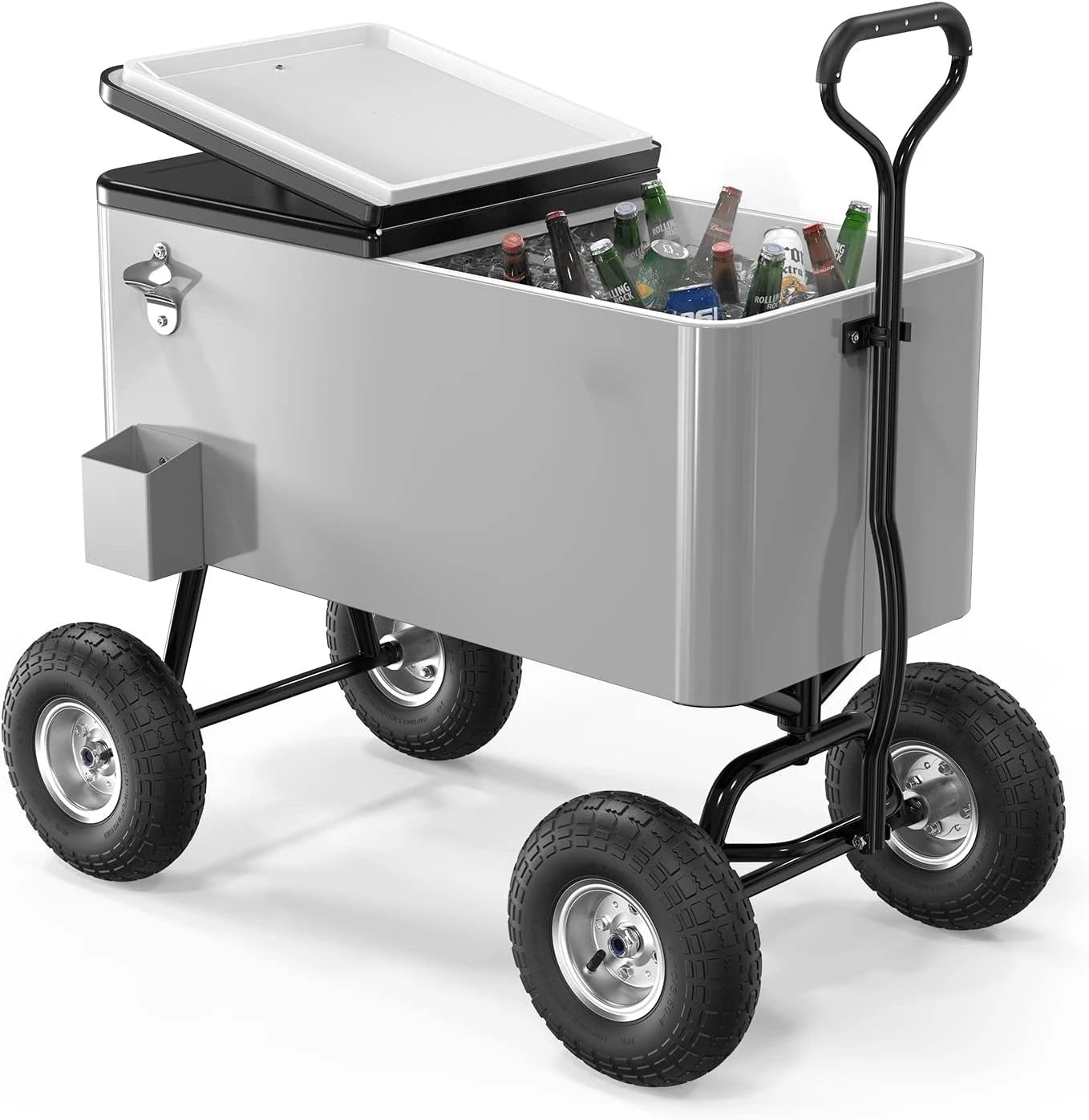 80 Quart Wagon Rolling Cooler Ice Chest With 10 Inch Wheels