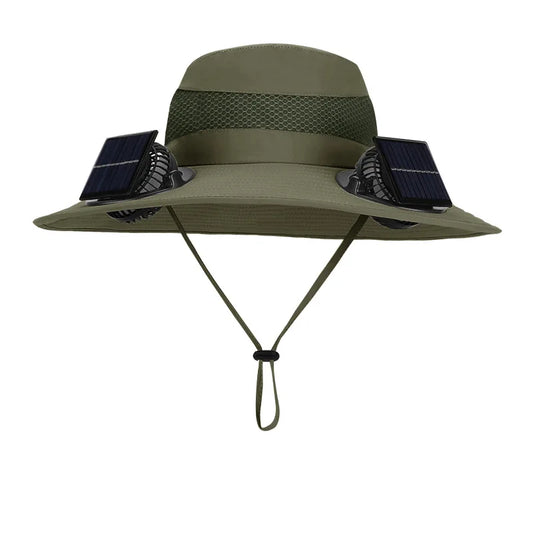 Sun Hat Fan Wide Brim Bucket Hat Male Cooling Summer Hat with Solar Fans Fishing Cap Outdoor Camping Accessories