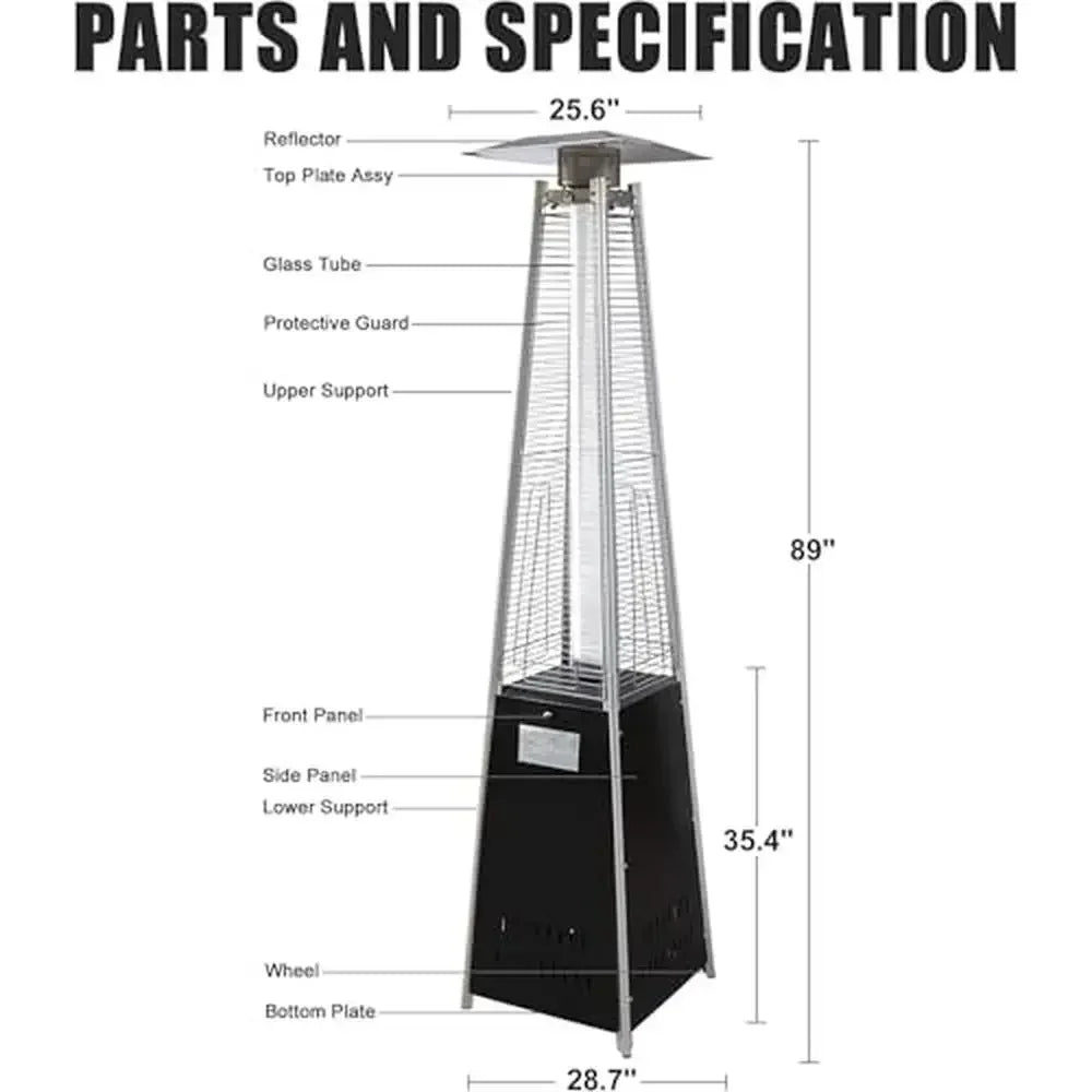 Outdoor Heater With Wheels 42000 BTU Pyramid Tower Heater