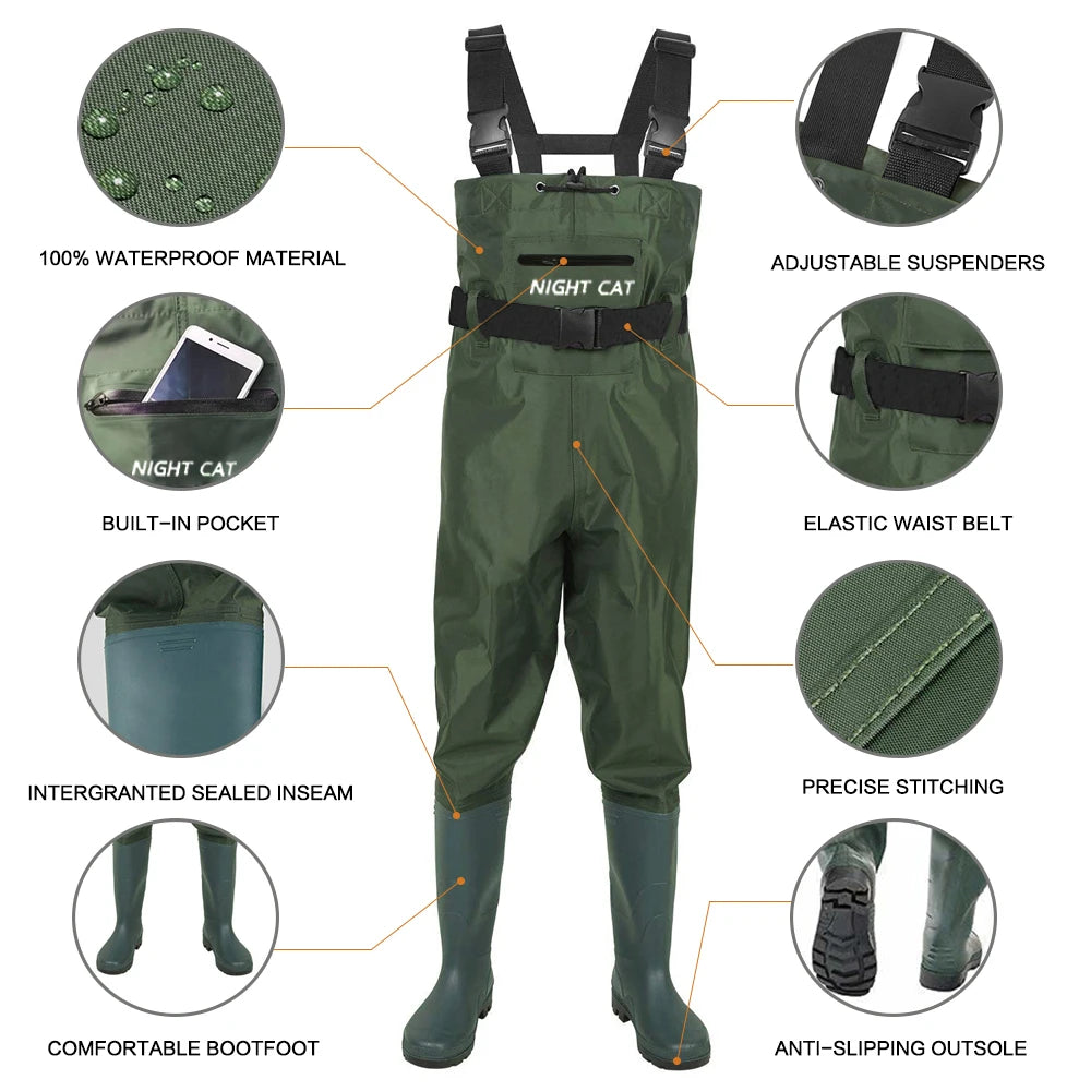 Lightweight Fishing Waders Chest Boots Waterproof Breathable