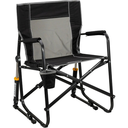 Beach Outdoor Rocking Chair with Beverage Holder Portable and Foldable Sturdy Steel Frame Holds Up to 250 Pounds