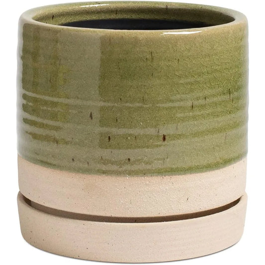 6 Inch Ceramic Plant Pots With Drainage Hole And Saucer