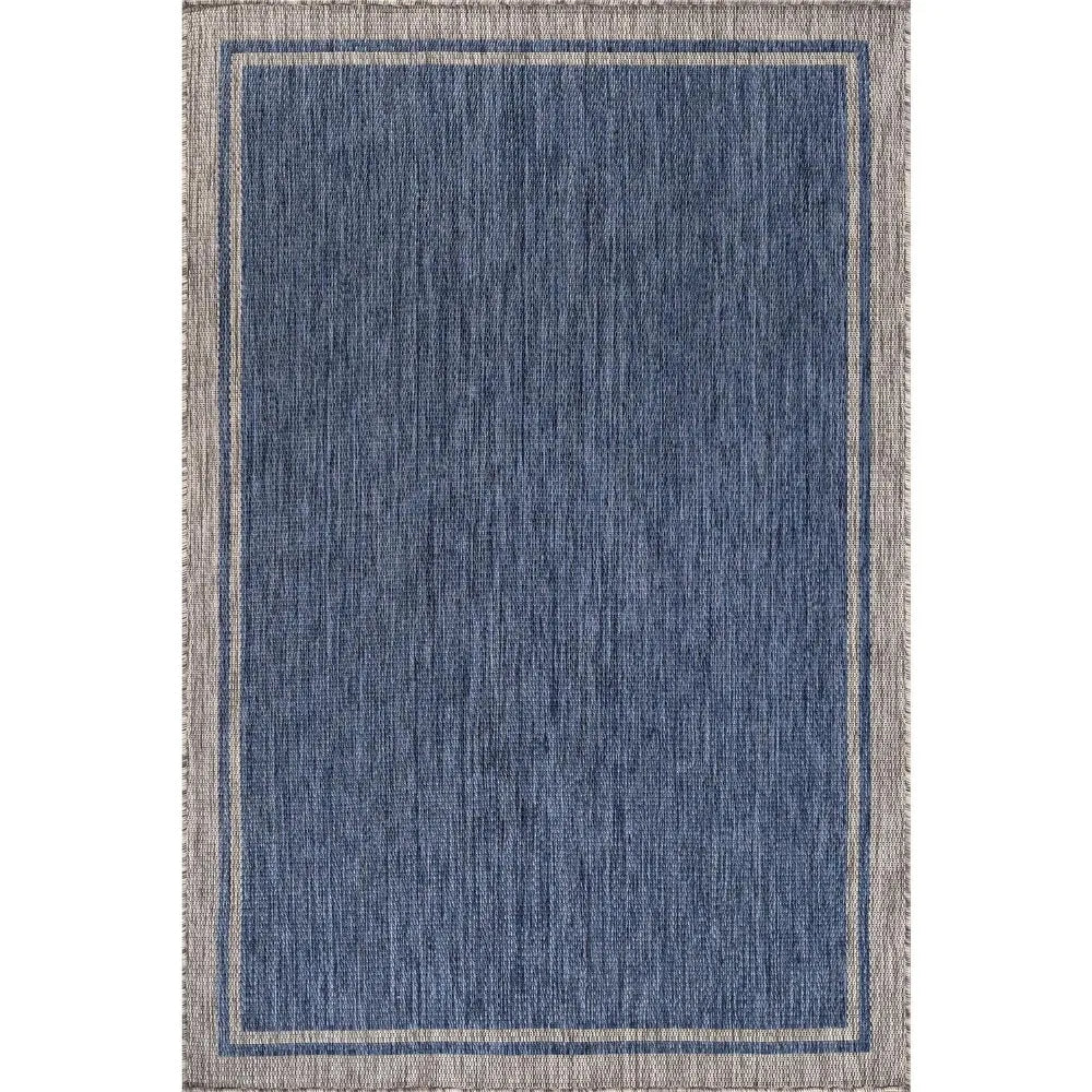 Indoor Outdoor Rug 10x14 Navy Blue Gray Modern Patio Rug