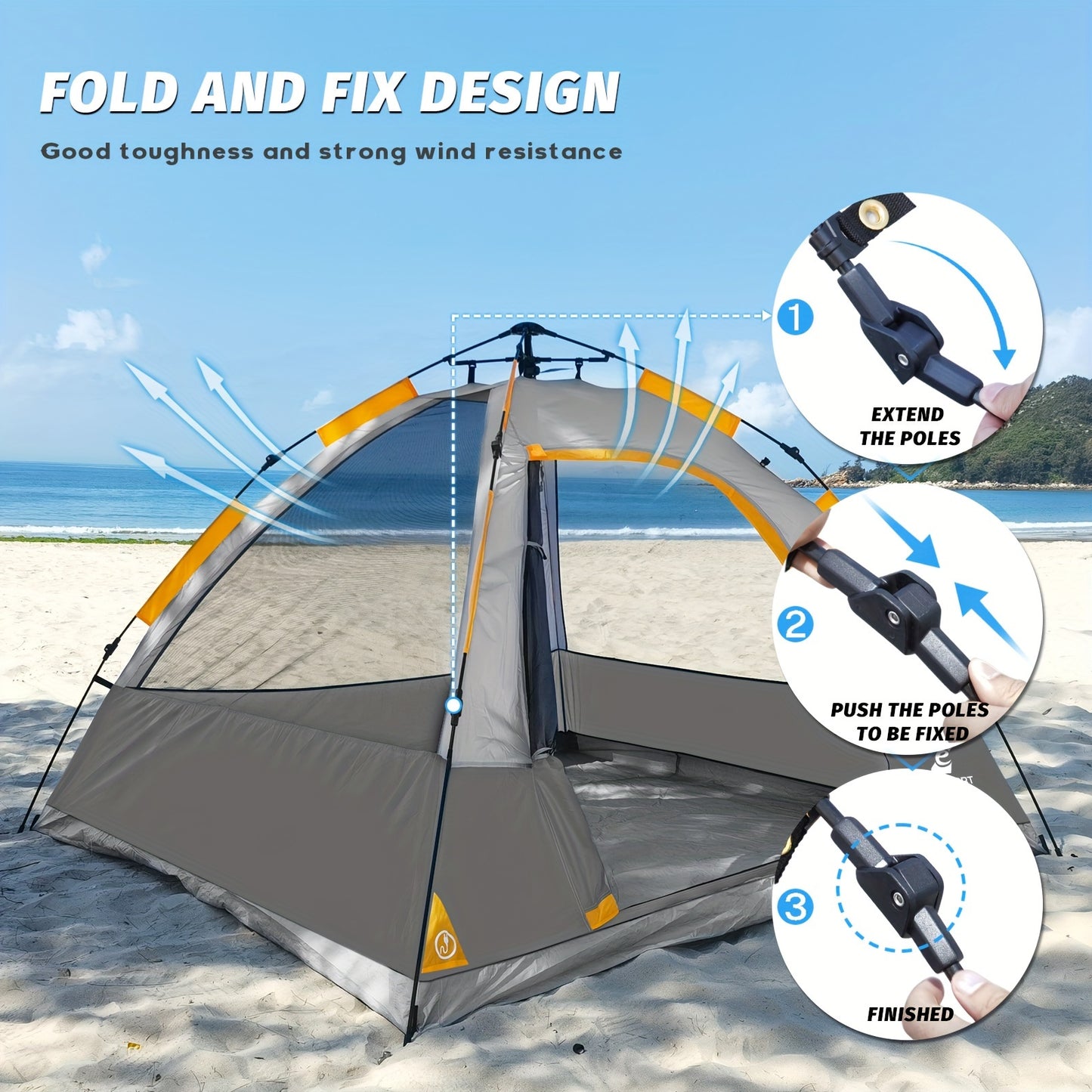 EZ-Sport Pop Up Camping Tent With Rain Fly Waterproof Windproof